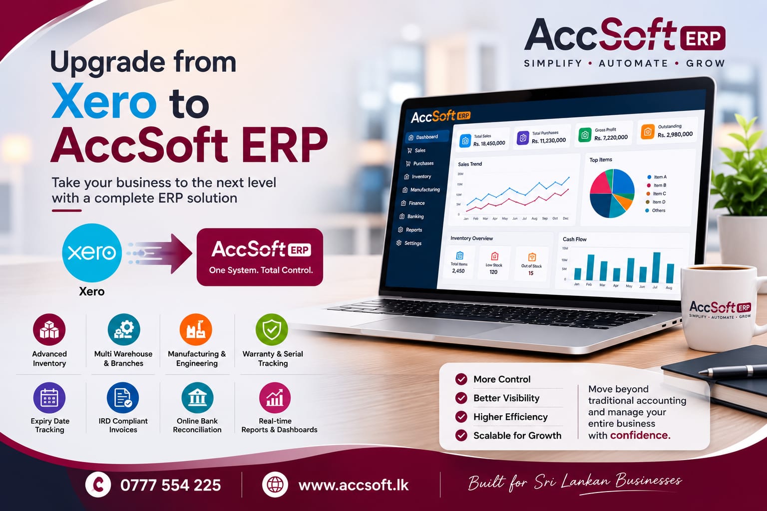 Upgrade from Xero to AccSoft ERP — ERP software Sri Lanka for growing businesses