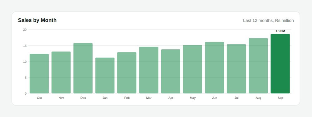 Sales by Month graph AccSoft ERP dashboard